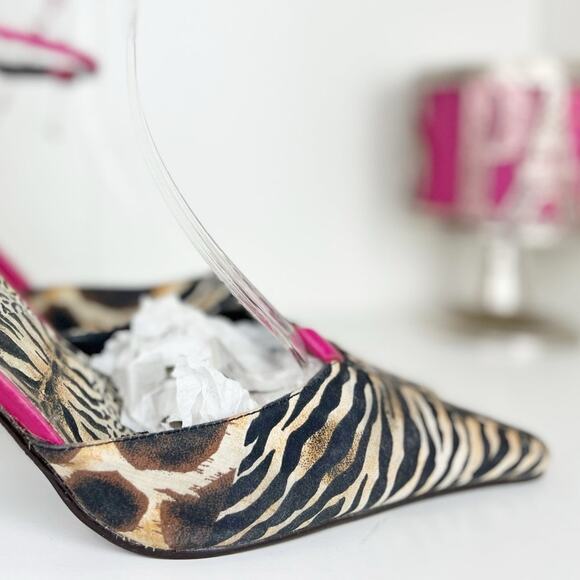 Luichiny Animal Print Pointed Toe Ankle Strap High Stiletto Heels Pumps Size 8.5 - Picture 7 of 15